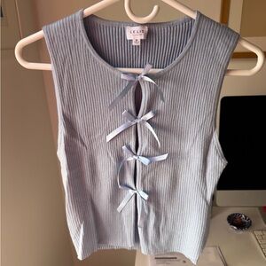 Light Blue Ribbed Tank Top with Bows